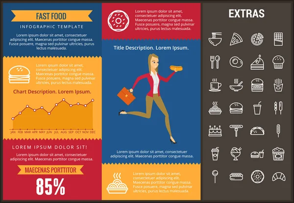 Инфографические шаблоны и элементы быстрого питания . — стоковый вектор