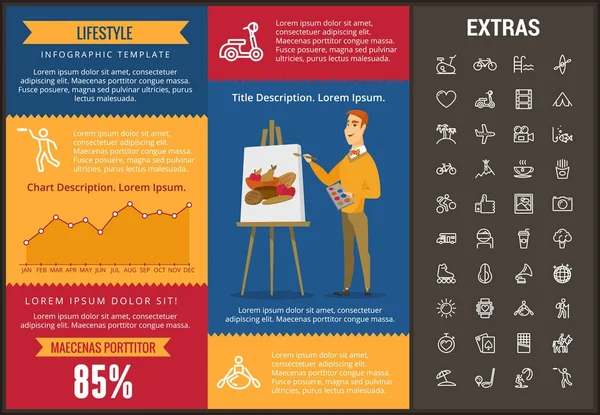 Stile di vita modello infografico, elementi e icone — Vettoriale Stock