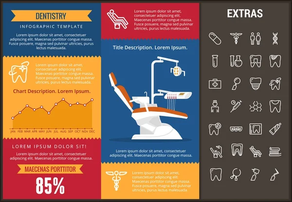 Šablona infografika stomatologie, prvky a ikony — Stockový vektor