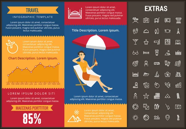 Infographic şablon, öğeler ve simgeler seyahat. — Stok Vektör