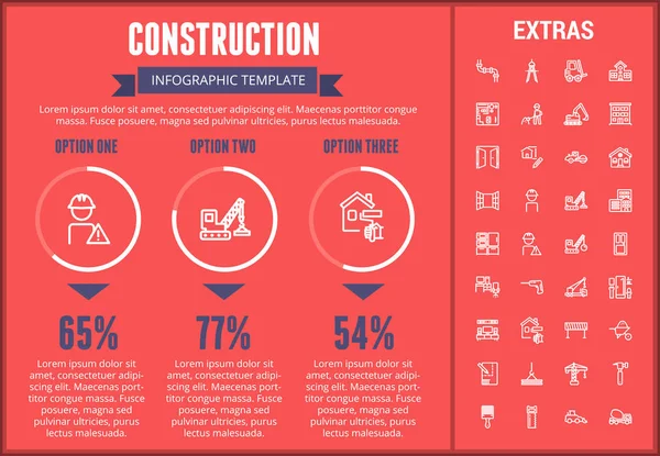 Plantilla infográfica de construcción y elementos . — Vector de stock