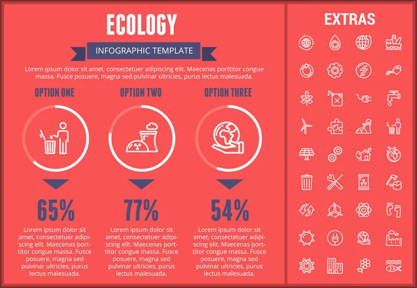 Modèle d'infographie écologique, éléments et icônes . — Image vectorielle