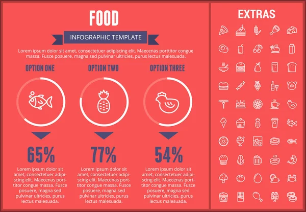 Modelo de infográfico de alimentos, elementos e ícones . — Vetor de Stock