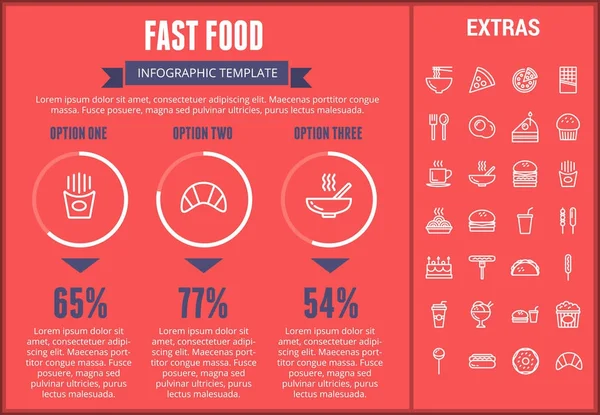 Plantilla y elementos de infografía de comida rápida . — Archivo Imágenes Vectoriales