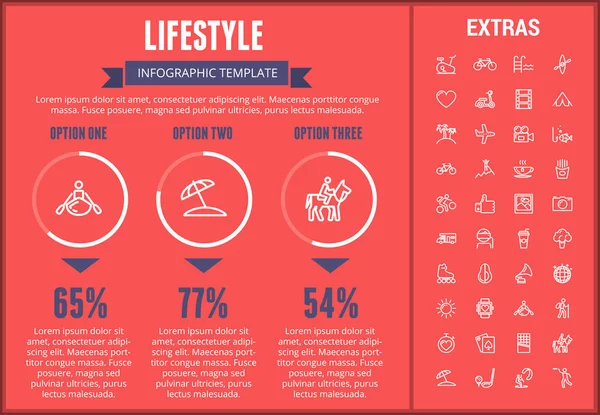 Plantilla de infografía de estilo de vida, elementos e iconos — Vector de stock