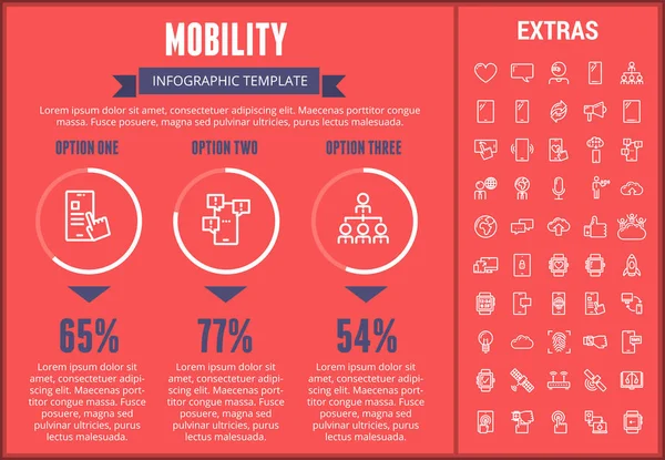 Modelo de infográfico de mobilidade, elementos e ícones . — Vetor de Stock