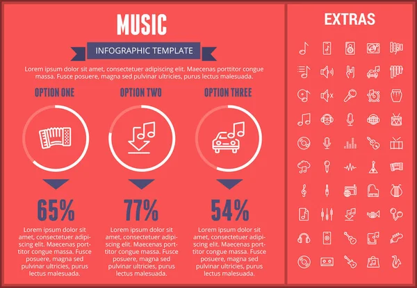 Modelo infográfico de música, elementos e ícones . — Vetor de Stock