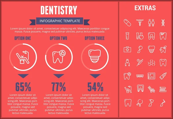 Fogászat infographic sablon, elemek és ikonok — Stock Vector