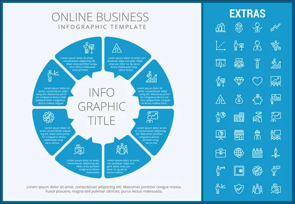 Modèle et éléments d'infographie d'entreprise en ligne . — Image vectorielle