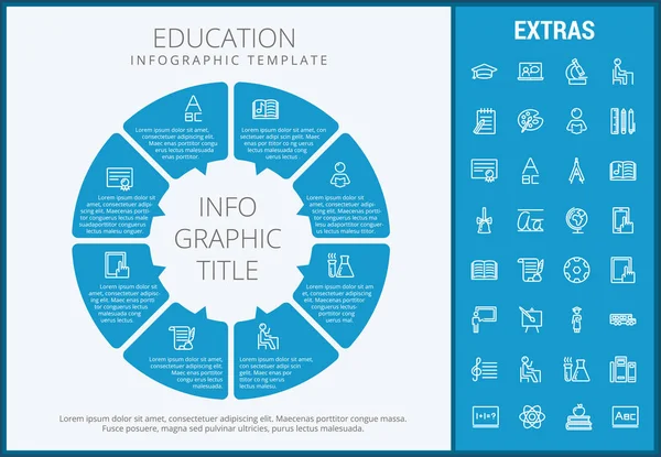 Modelo de infográfico de educação, elementos e ícones — Vetor de Stock