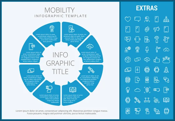 Modelo de infográfico de mobilidade, elementos e ícones . — Vetor de Stock