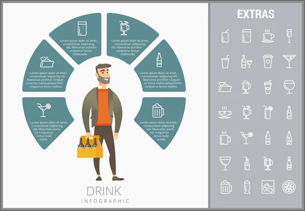 Drink-Infografik-Vorlage, Elemente und Symbole. — Stockvektor