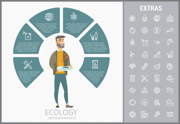 Šablona infografika ekologie, prvky a ikony. — Stockový vektor