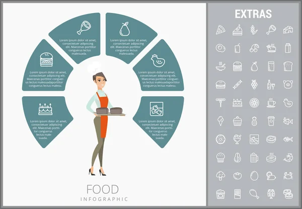 Szablonu infografikę żywności, elementy i ikony. — Wektor stockowy