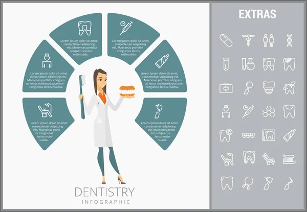 Modèle d'infographie dentaire, éléments et icônes — Image vectorielle