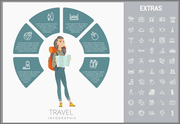 Infographic şablon, öğeler ve simgeler seyahat. — Stok Vektör