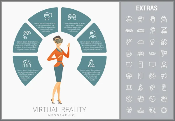 Virtuele realiteit infographic sjabloon en elementen. — Stockvector