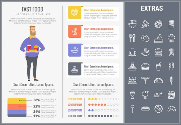 Fast food infografikę szablon i elementy. — Wektor stockowy