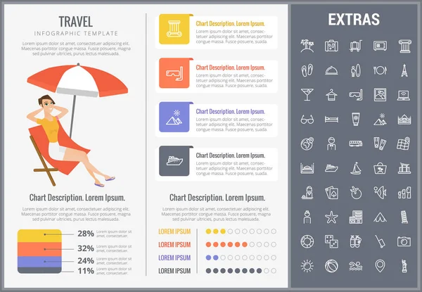 Plantilla de infografía de viaje, elementos e iconos . — Archivo Imágenes Vectoriales