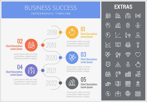 Modèle et éléments d'infographie sur le succès commercial — Image vectorielle