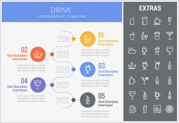 インフォ グラフィック テンプレート、要素およびアイコンを飲む. — ストックベクタ