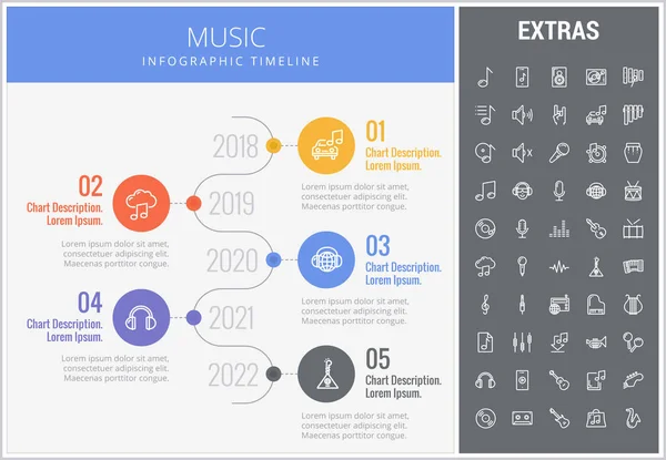 Modelo infográfico de música, elementos e ícones . — Vetor de Stock