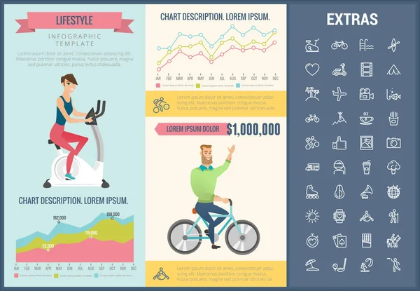 Lifestyle-Infografik-Vorlage, Elemente und Symbole — Stockvektor
