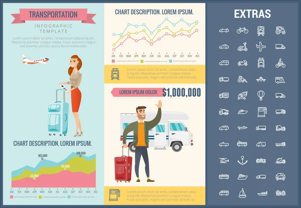 Dopravní infografika šablonu a prvky. — Stockový vektor