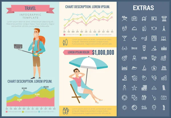 Infografika šablony, prvky a ikony pro cestování. — Stockový vektor