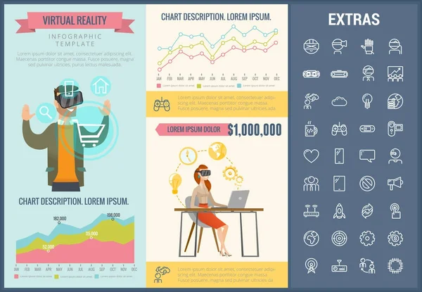 Realtà virtuale modello infografico ed elementi . — Vettoriale Stock