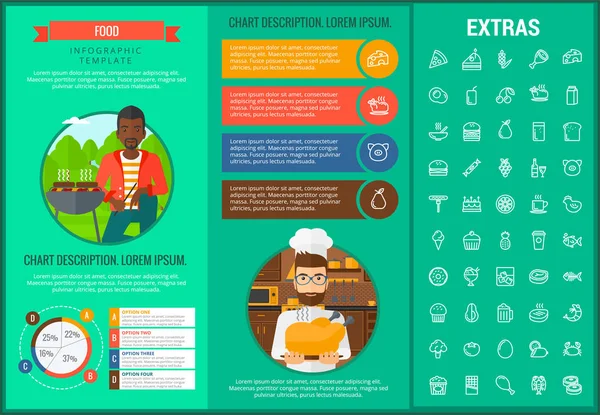 Plantilla de infografía alimentaria, elementos e iconos . — Archivo Imágenes Vectoriales