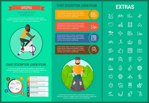 Styl życia infografikę szablon, elementy i ikony — Wektor stockowy