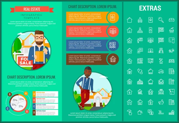 Real estate infographic πρότυπο, στοιχεία, τα εικονίδια. — Διανυσματικό Αρχείο