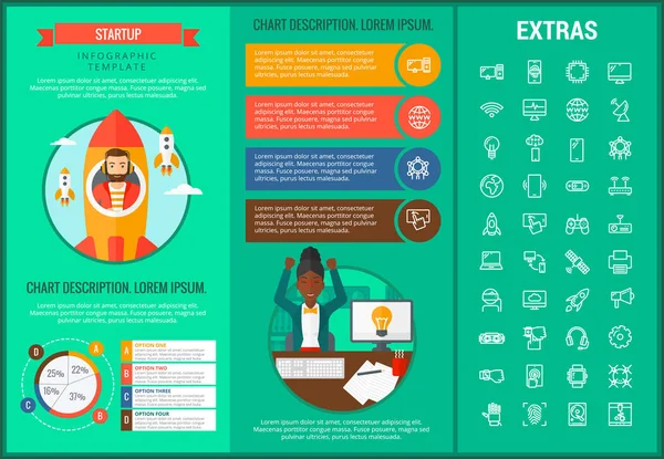 Plantilla de infografía de inicio, elementos e iconos . — Archivo Imágenes Vectoriales