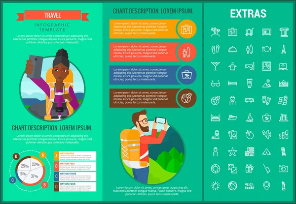 Plantilla de infografía de viaje, elementos e iconos . — Archivo Imágenes Vectoriales