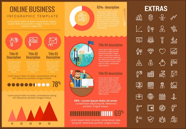Инфографический шаблон и элементы онлайн-бизнеса . — стоковый вектор