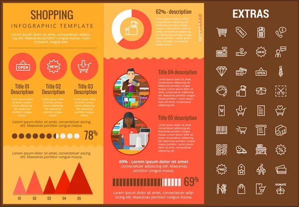 Shopping infographie modèle, éléments et icônes . — Image vectorielle