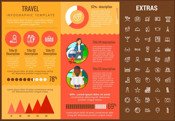 Modèle d'infographie de voyage, éléments et icônes . — Image vectorielle