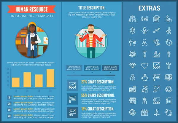 Modello di infografica sulle risorse umane ed elementi . — Vettoriale Stock