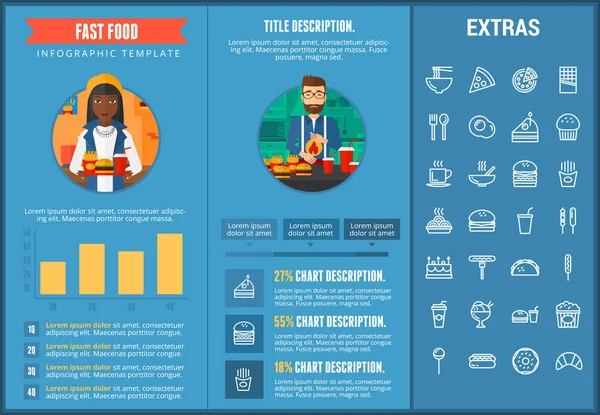 Plantilla y elementos de infografía de comida rápida . — Archivo Imágenes Vectoriales