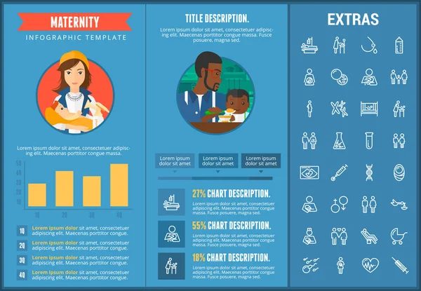 Zwangerschaps infographic sjabloon, elementen en pictogrammen — Stockvector