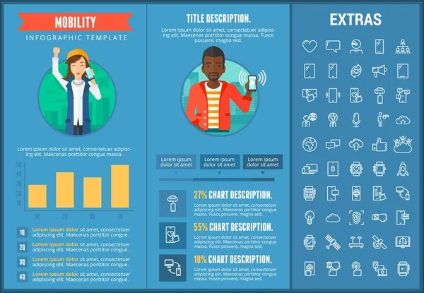 Plantilla de infografía de movilidad, elementos e iconos . — Archivo Imágenes Vectoriales