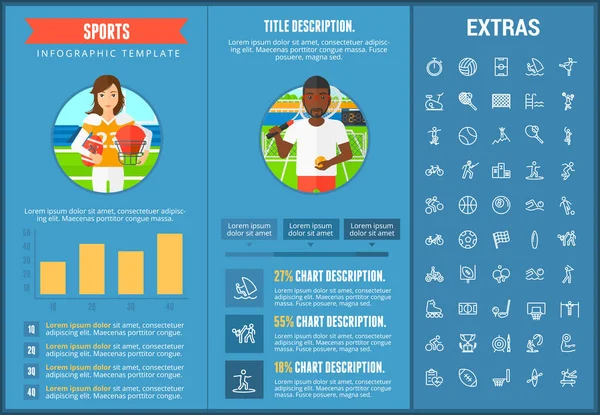 Sportowe infografikę szablon, elementy i ikony. — Wektor stockowy
