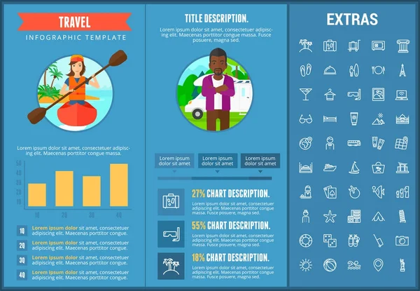 Modelo de infográfico de viagem, elementos e ícones . — Vetor de Stock