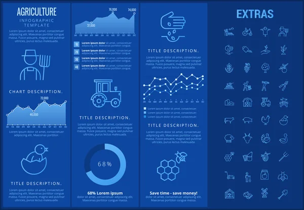Zemědělství infografika šablona, prvky, ikony. — Stockový vektor