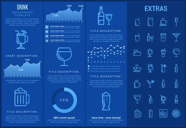 Šablona infografika nápoj, prvky a ikony. — Stockový vektor