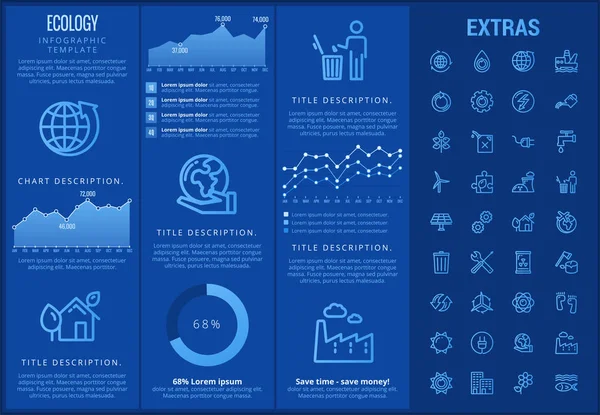 Modello infografico di ecologia, elementi e icone . — Vettoriale Stock