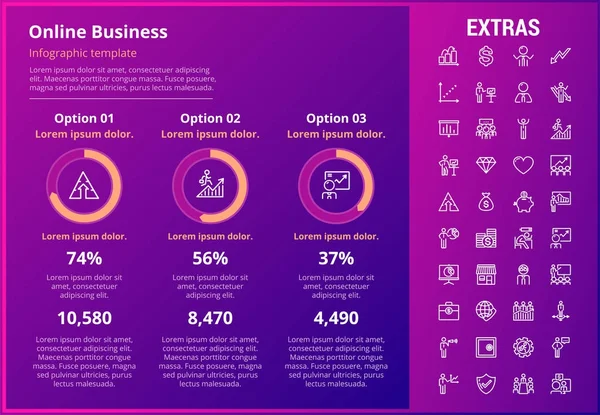 Online business infografikę szablon i elementy. — Wektor stockowy