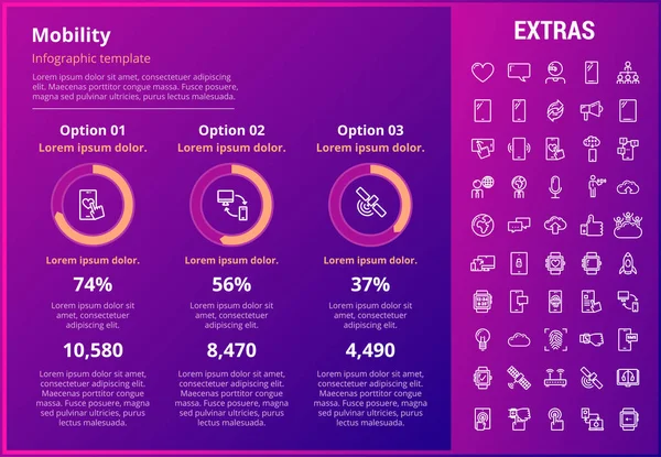 Plantilla de infografía de movilidad, elementos e iconos . — Archivo Imágenes Vectoriales