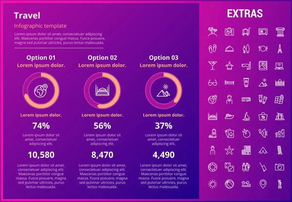 Infografika šablony, prvky a ikony pro cestování. — Stockový vektor